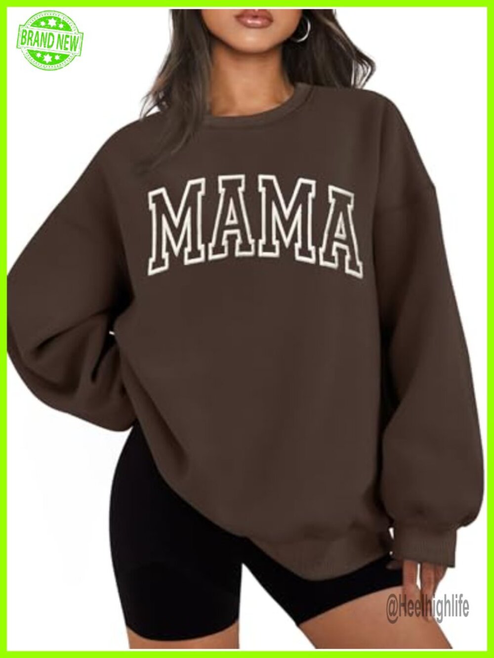 Oversized Embroidered Mama Sweatshirt Fleece Lined Crewneck Pullover